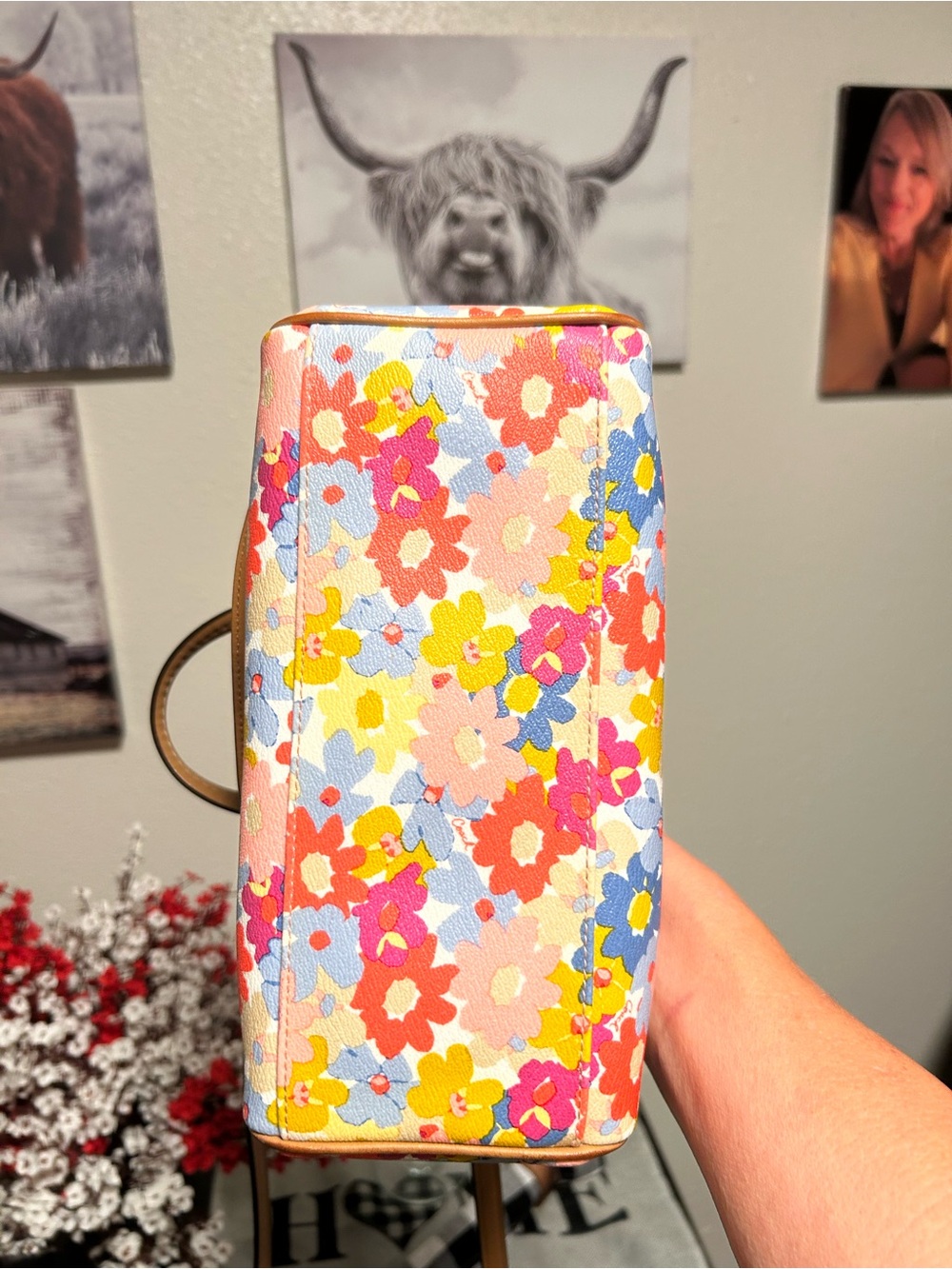 Coach Peyton Floral Bennett Leather Mini Satchel in Multi Pink Coral Like New! - Picture 6 of 16